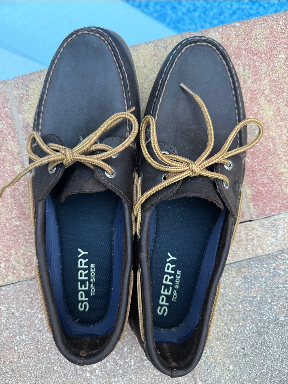Sperry Dark Brown Leather 2-Eye Boat Shoes with Tan Laces - Picture 4 of 8